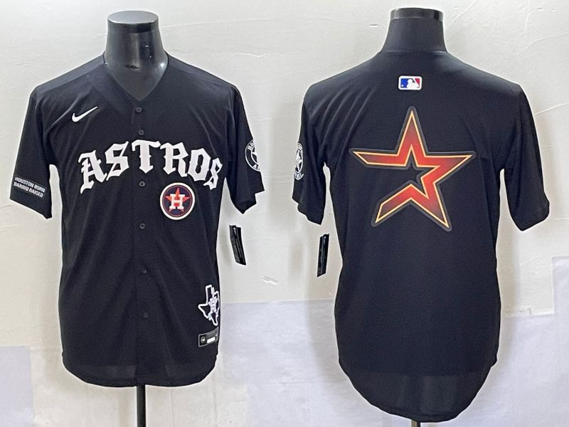 Men 2025 Houston Astros Blank Black Seven generations Joint Name Nike MLB Jersey style 20